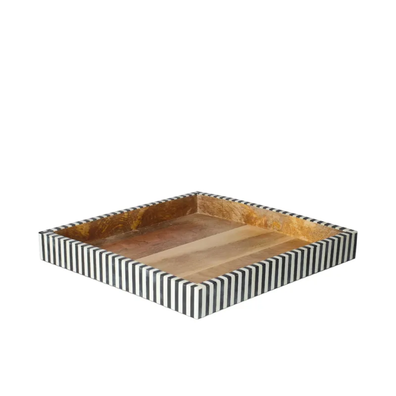 Square Inlay Tray | Large | Black | Striped