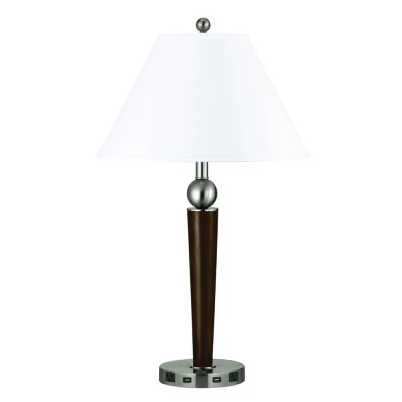 100W Metal Night Stand Lamp With 2 Usb And 2 Power Outlets, On Off Rocker Base Switch, La8005Ns6Rbs By Cal Lighting | Table Lamps | Moidshstore