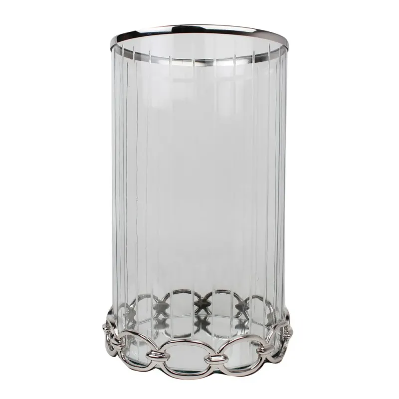 A&B Home Nickel & Glass Candle Holder | Candle Holders | Modishstore