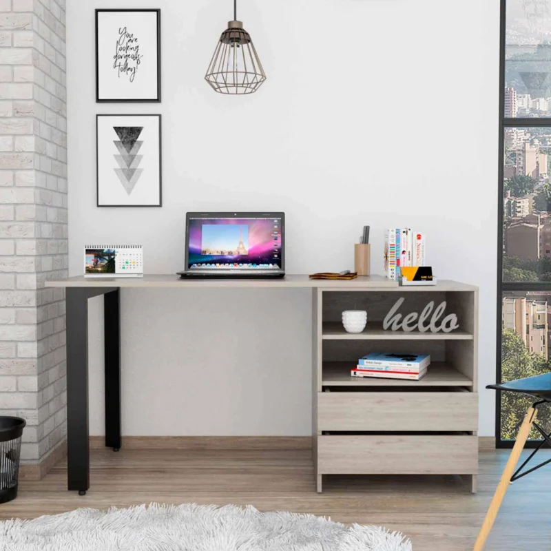Light Gray Computer Desk By Homeroots - 403821 | Desks | Modishstore