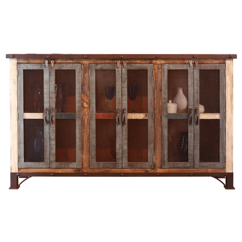 Brown Solid and Manufactured Wood Distressed Credenza By Homeroots | Sideboards | Modishstore - 1