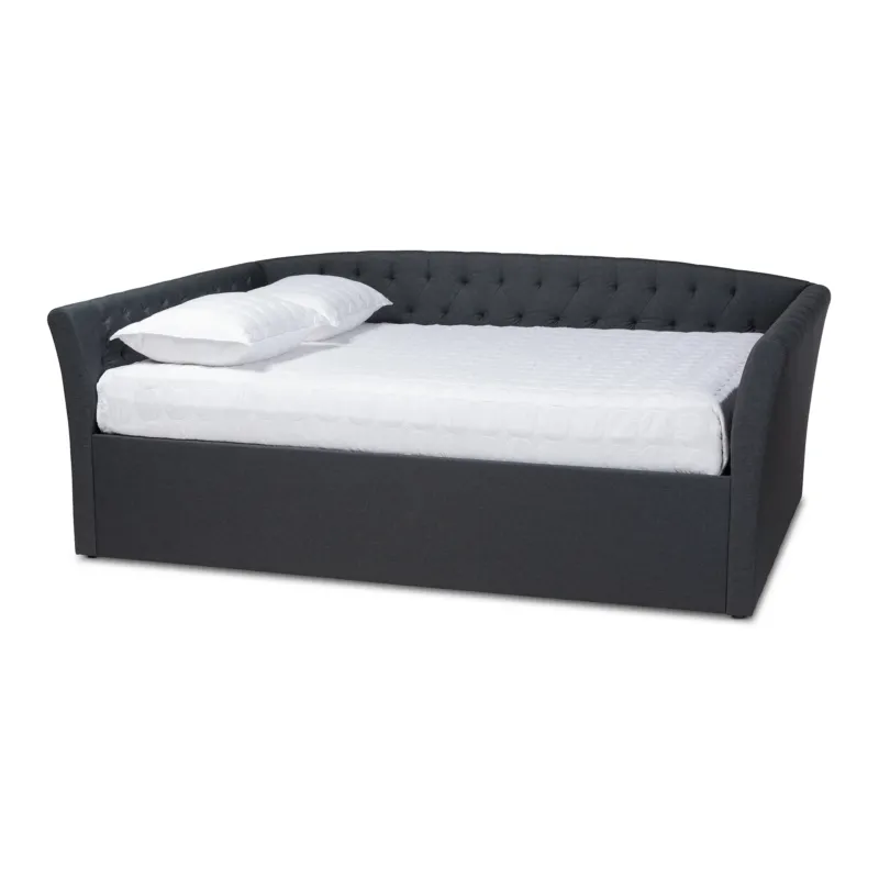 Baxton Studio Delora Modern and Contemporary Dark Grey Fabric Upholstered Queen Size Daybed | Daybeds | Modishstore