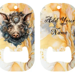 Steampunk pig dog tag