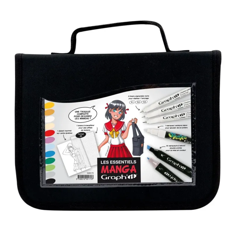 GRAPHIT Fine & Chisel Tip Alcohol Marker - Manga Essential Set