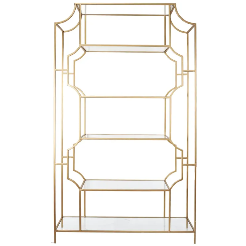A&B Home Glass/Metal Etagere With Gold Finish | Shelves & Shelving Units | Modishstore