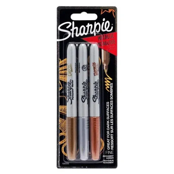 Sharpie 3 Fine Tip Permanent Markers - Metallic