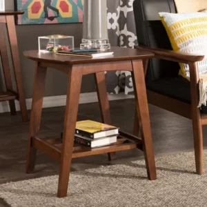 Baxton Studio Sacramento Mid-century Modern Scandinavian Style Dark Walnut End Table | End Tables | Modishstore