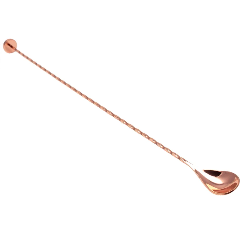 BarConic® Copper Plated Bar Spoon w/ Muddler Tip - Professional Grade - 40cm Length