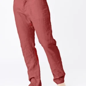 Pantalon en lin, style Jeans "Flavio" Brique #colour_brique