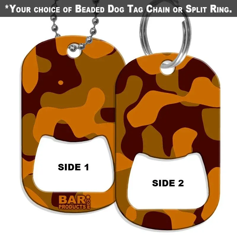 Dog Tag Bottle Opener - Orange CAMO