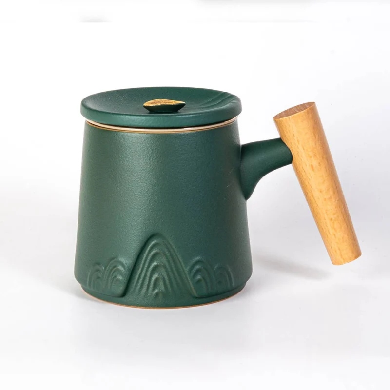 Mountain Range Green Infuser Mug & Lid