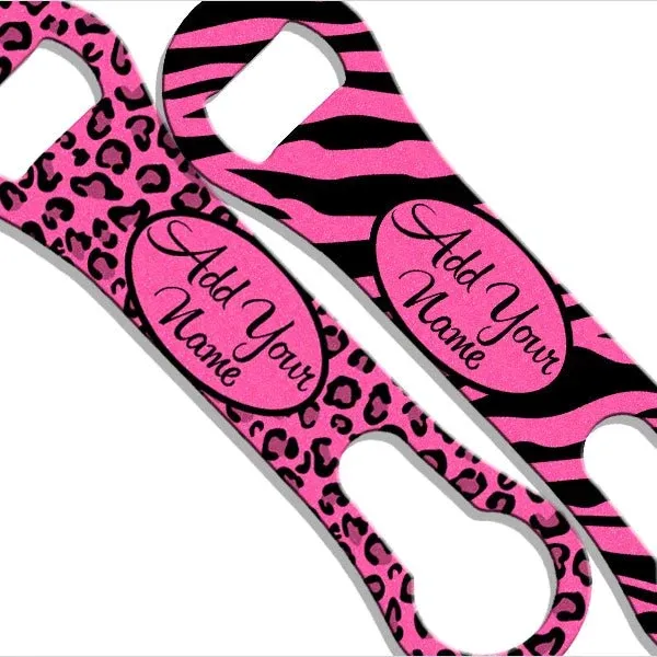 "ADD YOUR NAME" V-Rod® Bottle Opener – Glitter Animal Print