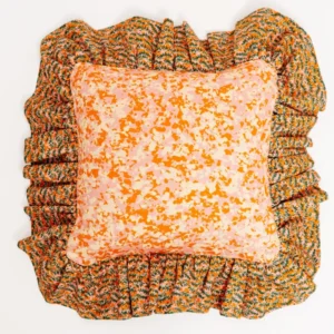"Frilly Fancy" cushion in Tangerine Orange