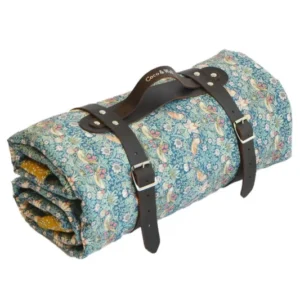 Picnic Blanket made with Liberty Fabric STRAWBERRY THIEF & CAPEL MUSTARD - Coco & Wolf