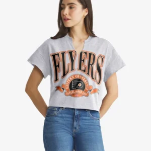 PHILADELPHIA FLYERS BANNERS OUT '47 WOMEN'S OVERSIZED NOTCH NECK TEE