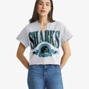 SAN JOSE SHARKS BANNERS OUT '47 WOMEN'S OVERSIZED NOTCH NECK TEE