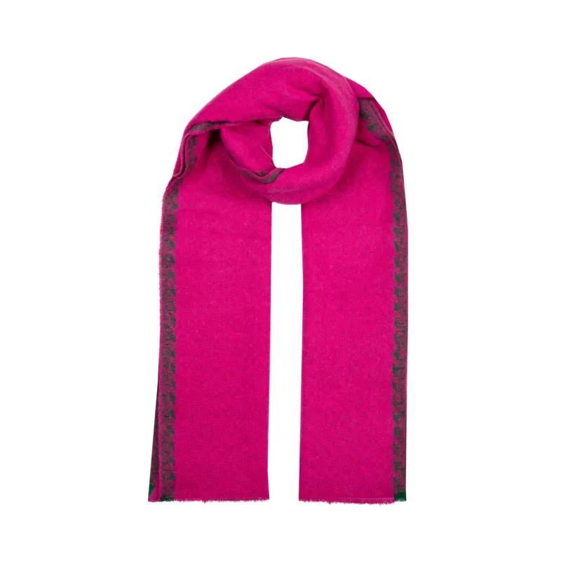 Women's chevron pattern scarf in fuchsia - looped around